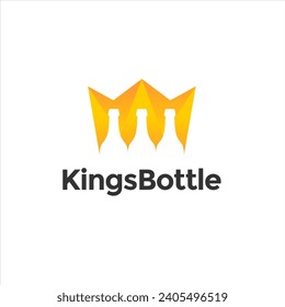 crown king and bottle logo design