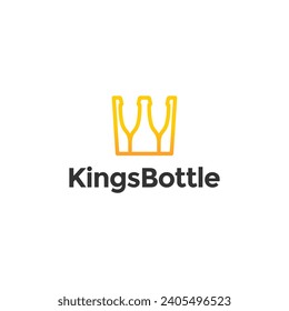 diseño del logotipo del rey de la corona y de la botella