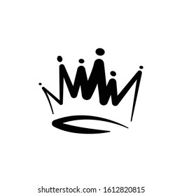 Crown King Doodle Logo Graffiti Icon, Vector Illustration