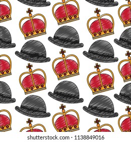 crown of king with gentleman hat pattern