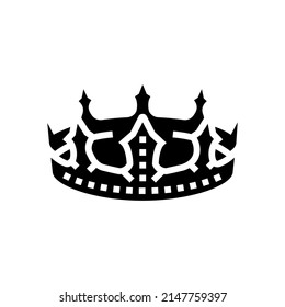 vector de icono del glifo de rey de la corona. signo del rey de la corona. símbolo de contorno aislado ilustración negra