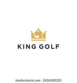 Crown King with Golf Shop logo design vector illustration