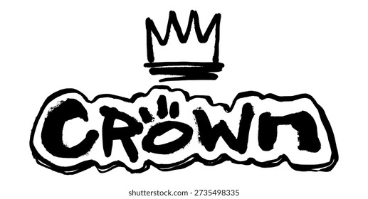 Diseño de tipografía Crown King. Letras de Arte Callejero Dibujadas a Mano Audaz con Elemento de Corona Real.