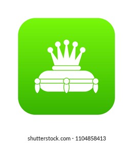 Crown king icon digital green for any design isolated on white vector illustration