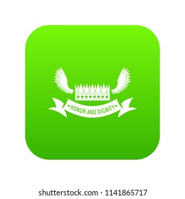 Crown king icon green vector isolated on white background
