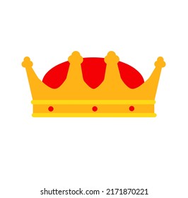 Crown of king icon. Queen golden tiara. Medieval attribute of monarch. Symbol of success and victory, awards. Flat cartoon
