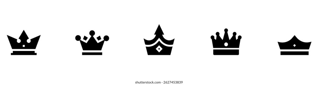 Crown king icon set. Crown sign and symbol. Crown set icon. Vector illustration. EPS 10