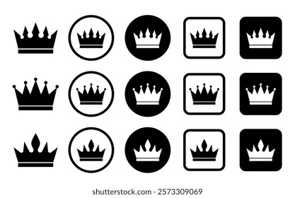 Crown king icon set. Crown symbol collection. Vector illustration