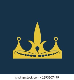 Crown of a king icon, Crown of a king symbol. Flat vector sign isolated on blue background. Simple vector illustration for graphic and web design.