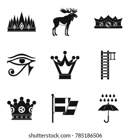 Crown of the king icons set. Simple set of 9 crown of the king vector icons for web isolated on white background