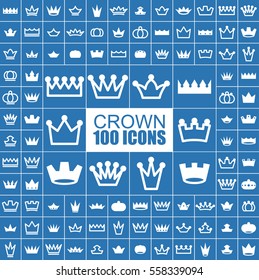 Crown, King, Imperial and Royal Vector Flat Icons.