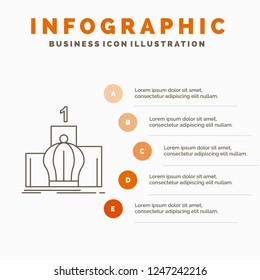 Crown, king, leadership, monarchy, royal Infographics Template for Website and Presentation. Line Gray icon with Orange infographic style vector illustration