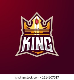 Crown King mascot logo design vector with modern illustration concept style for badge, emblem and t shirt printing. Gold crown with jewels for e-Sport team