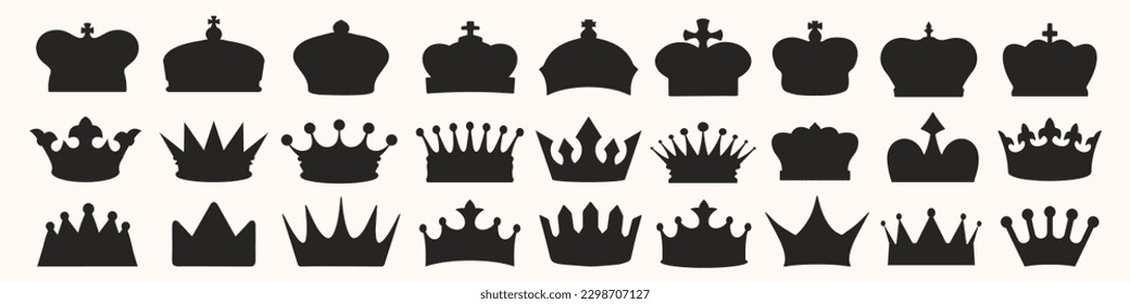 Crown king mega icons. Crown icon set. Royal crown symbol collection. Crown icon. Vector 