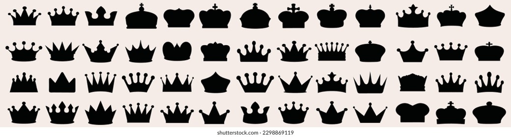 Crown king mega icons. Crown icon set. Royal crown symbol collection. Crown icon. vector illustration