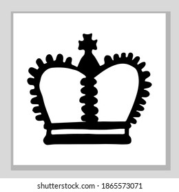 The crown of the king and queen. Or a princess and a prince. Nice, funny drawing. Hand drawing doodle. Black and white sketch. Vector.