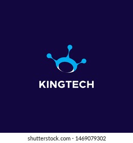 crown king queen and tech logo design vector icon illustration inspiration