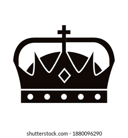 crown king royal with cross silhouette style icon vector illustration design