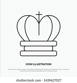 Crown, King, Royal, Empire Line Icon Vector