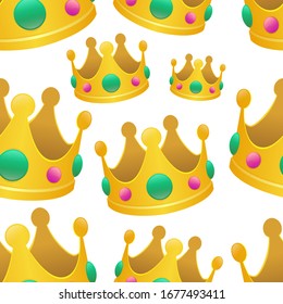 Patrón de estampillas King de la Corona. Símbolos de fondo sin inconvenientes. Vector de diseño de esbozo Emoji.