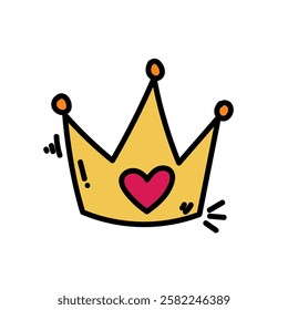 Crown King Symbol of love for Valentine's day, birthday, wedding. For scrapbooking, postcards, wrapping paper, fabrics, wallpaper. Cartoon flate style.