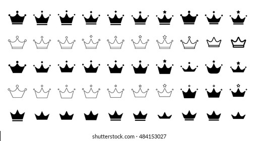 Crown for king vector black icons pack