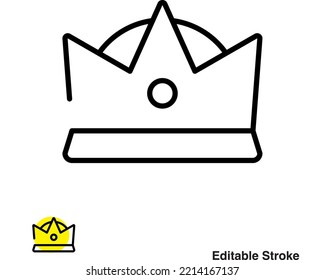 Crown King Vector Line Icon Eps