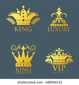 Crown king vintage premium golden badge