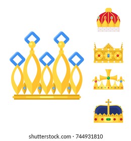 Crown king vintage premium white badge heraldic ornament luxury kingdom sign vector illustration.