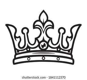 Crown of king vintage tattoo concept in black and white colors isolated vector illustration