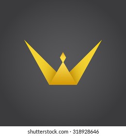 Crown king, w letter logo, 3d vector, eps 8