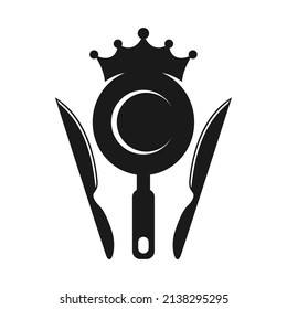 Crown and knife logo, Food logo template