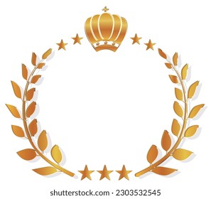 crown laurel gold leaf icon