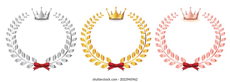 Crown Laurel gold shining icon