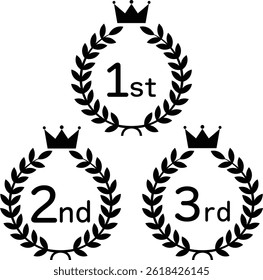 Crown and laurel icon set showing ranking position