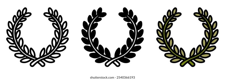 Crown of Laurel icon is a traditional wreath worn by victors in ancient Rome symbolizing honor triumph and exceptional achievement.