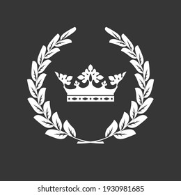 Crown and laurel wreath, family blazon or coat of arms, vector