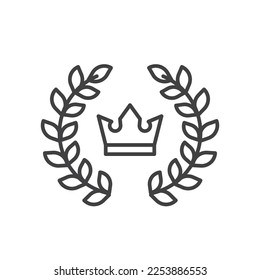 Crown and laurel wreath line icon. linear style sign for mobile concept and web design.