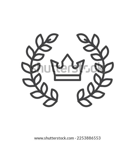 Crown and laurel wreath line icon. linear style sign for mobile concept and web design.