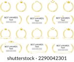 Crown and laurel wreaths, star ranking and award icon parts, ribbon set
