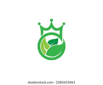 Crown Leaf Logo Concept icon sign symbol Element Design. Health Care, Ecology, Herbal, Spa, Beauty salon, Boutique, Natural Products, Organic Logotype. Vector illustration template  