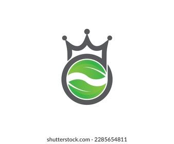 Crown Leaf Logo Concept sign icon symbol Element Design. Health Care, Ecology, Herbal, Spa, Beauty salon, Boutique, Natural Products, Organic Logotype. Vector illustration template  