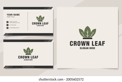 Plantilla del logotipo de la hoja de la corona en estilo monograma