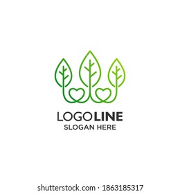 crown with leaf and love logo design