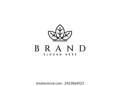 Crown Leaf Nature Logo Icon Design Template Vector