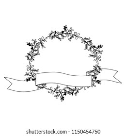 crown leafs and ribbon circular frame