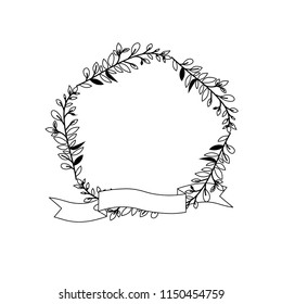 crown leafs and ribbon circular frame