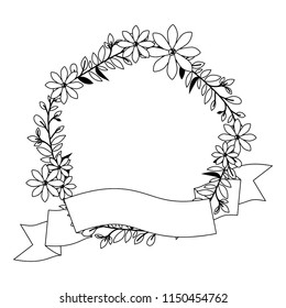 crown leafs and ribbon circular frame