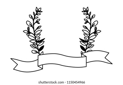 crown leafs and ribbon circular frame