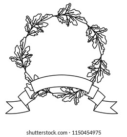 crown leafs and ribbon circular frame